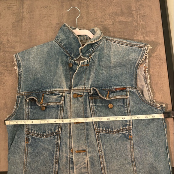 Lucky Star Vintage Denim Jean Vest with Frayed Hems Size L Large - Picture 14 of 14